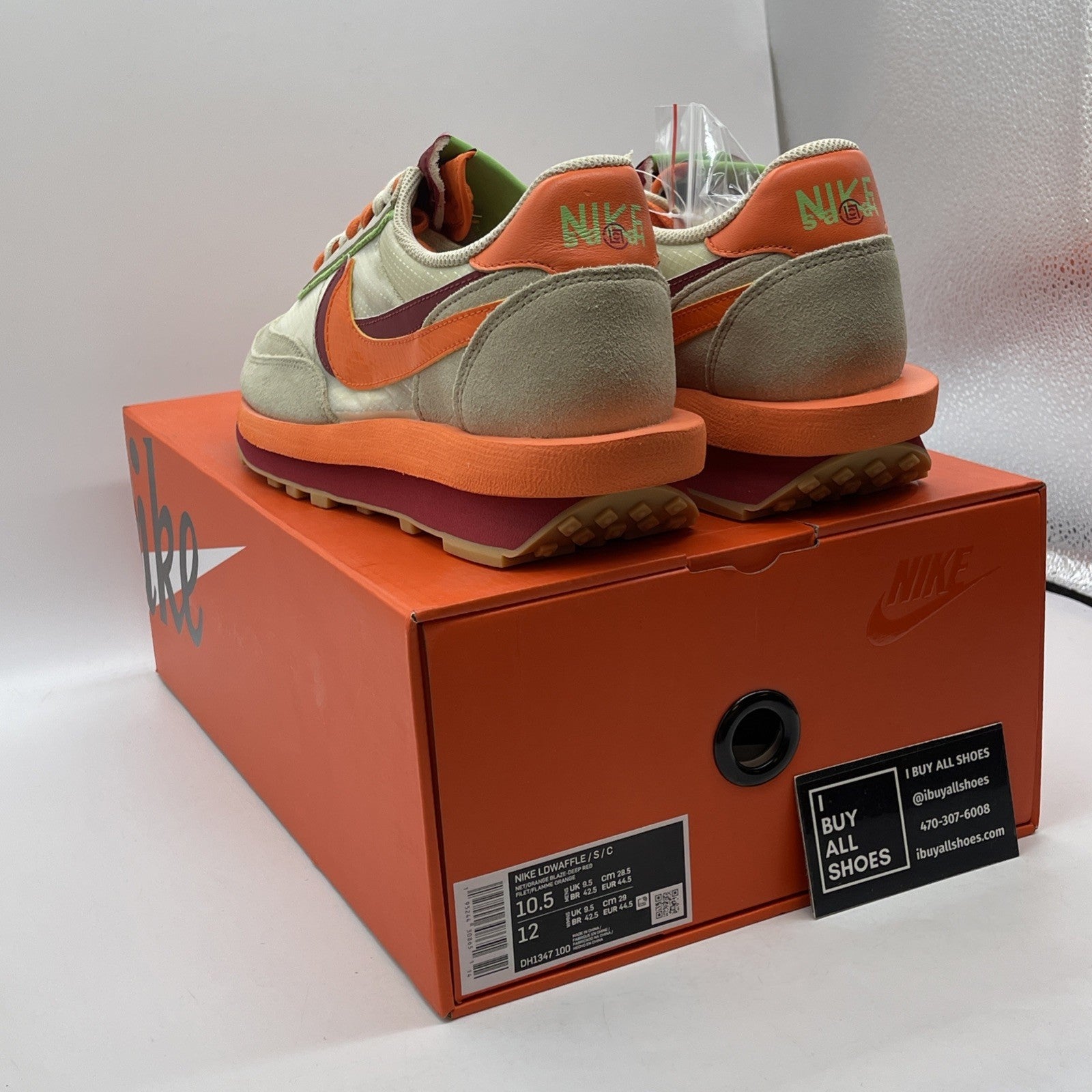 Size 10.5 - Nike sacai x Clot x LDWaffle Net Orange Blaze Suede (DH1347-100)