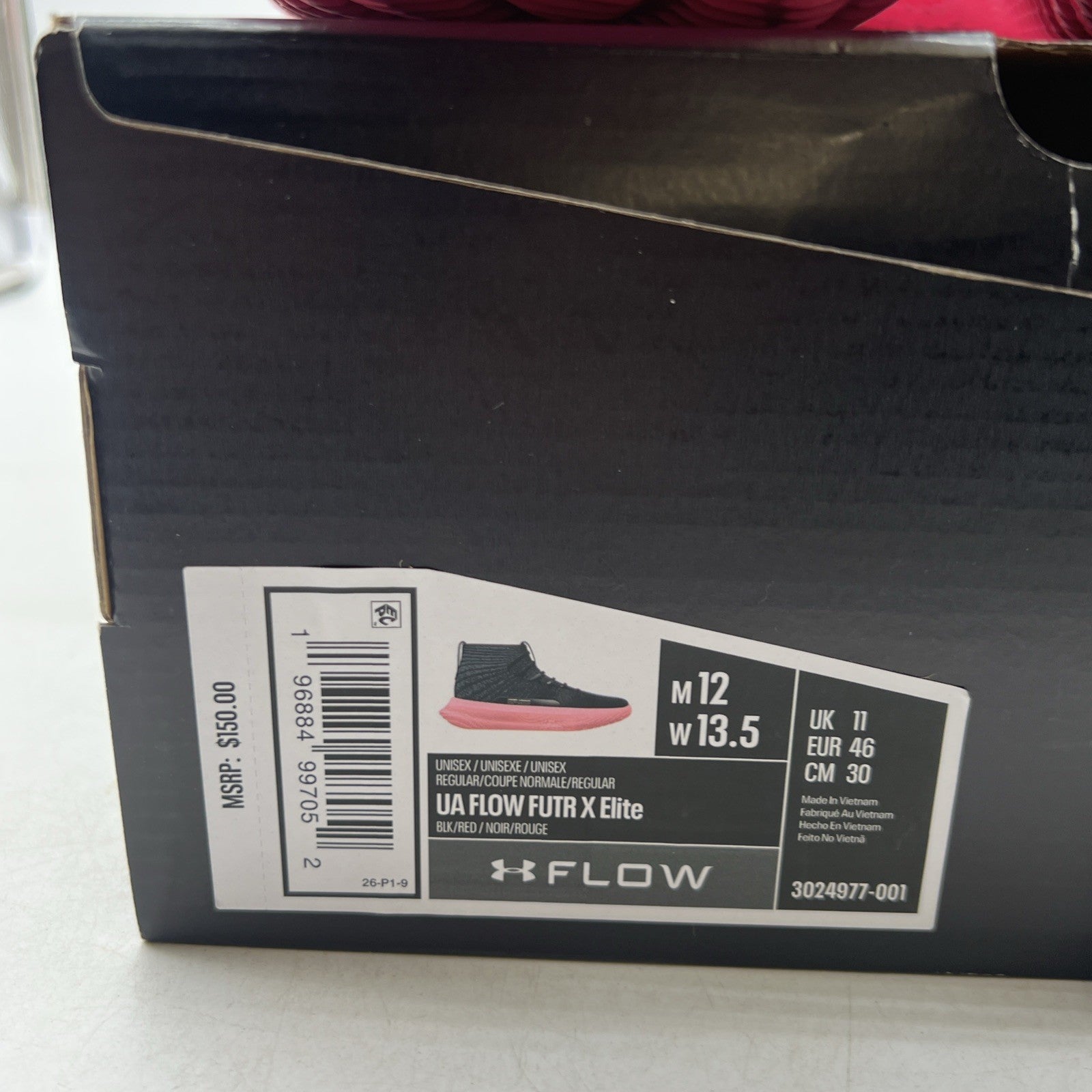 Size 12 - Under Armour Flow FUTR X Elite Black Beta (3024977-001)