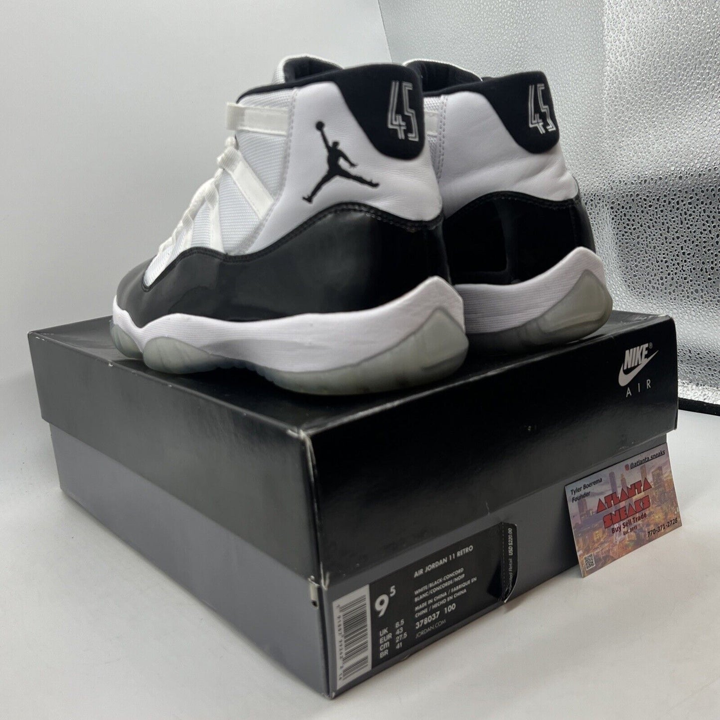 Size 9.5 - Jordan 11 Retro High Concord White Black Leather Icey (378037-100)