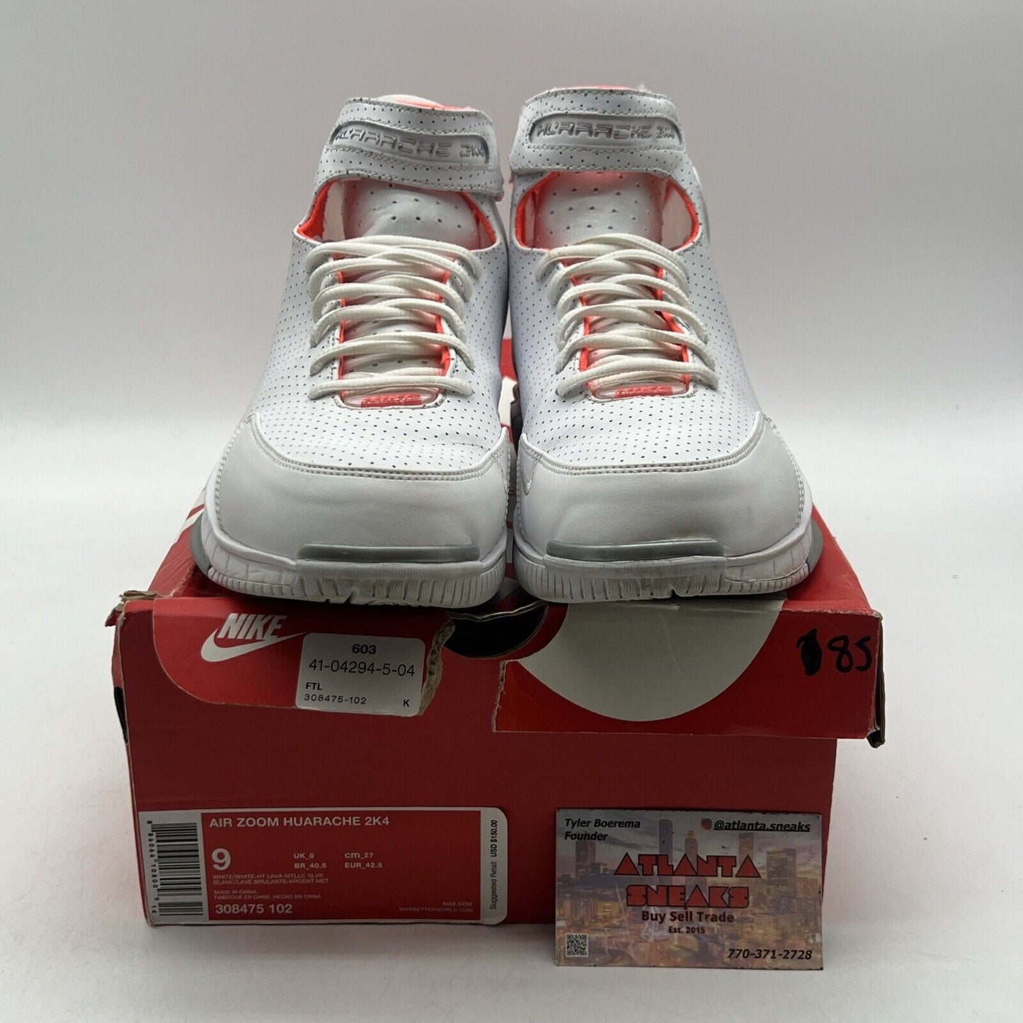 Size 9 - Nike Zoom Huarache 2K4 White Hot Lava Leather (308475-102)