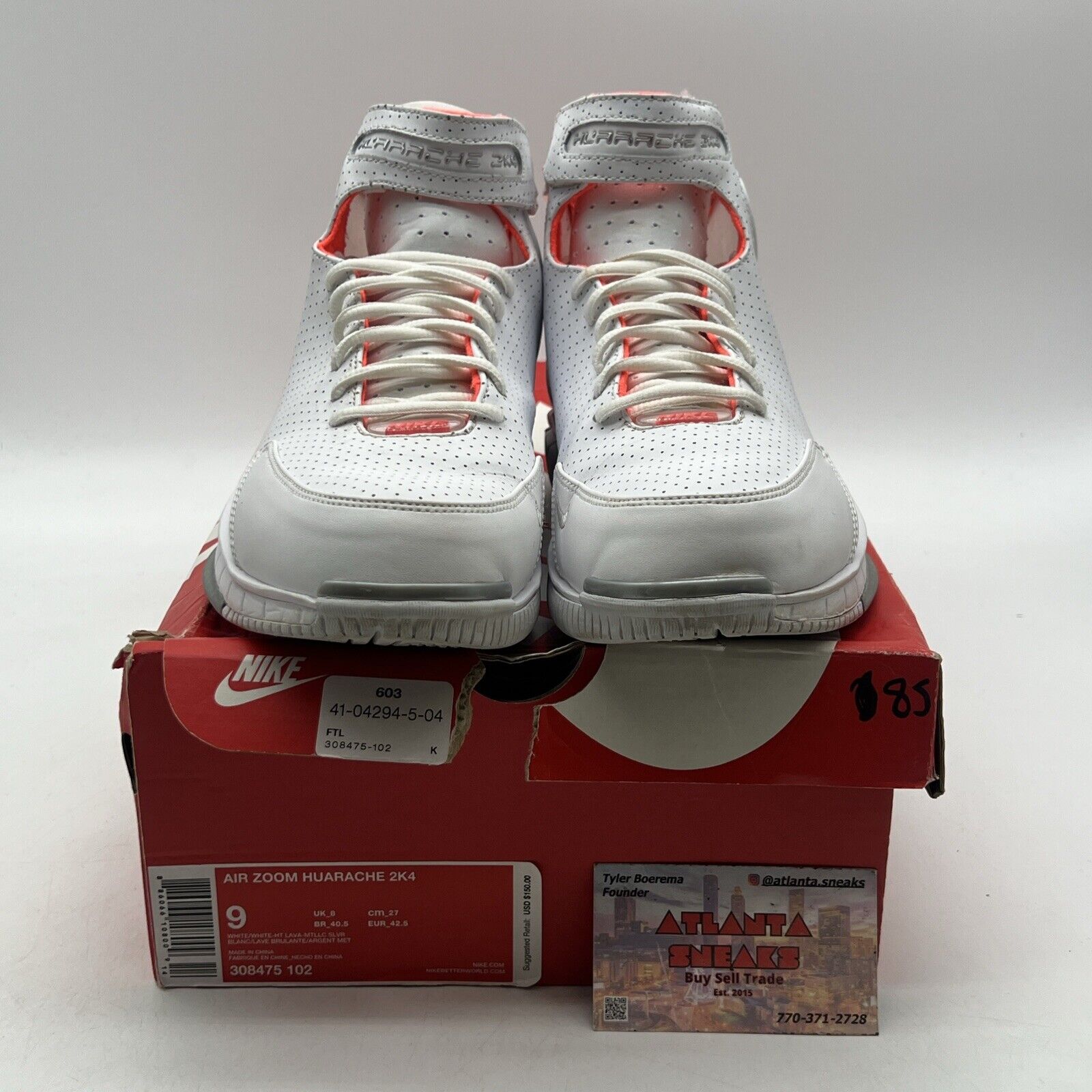 Size 9 - Nike Zoom Huarache 2K4 White Hot Lava Leather (308475-102)