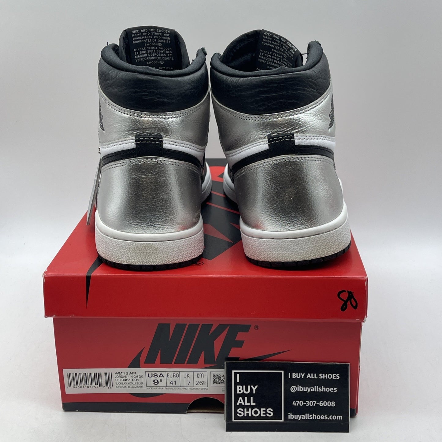 Size 9.5 - Air Jordan 1 High OG Metallic Silver (CD0461-001)