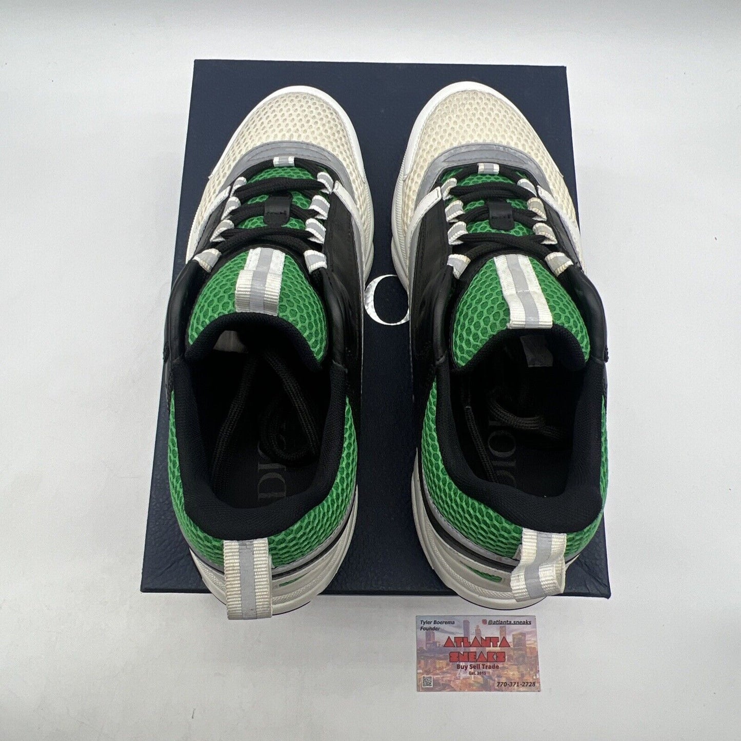 Size 9 - Dior B22 White Green - Black Grey Leather (3SN231YKA-H066)