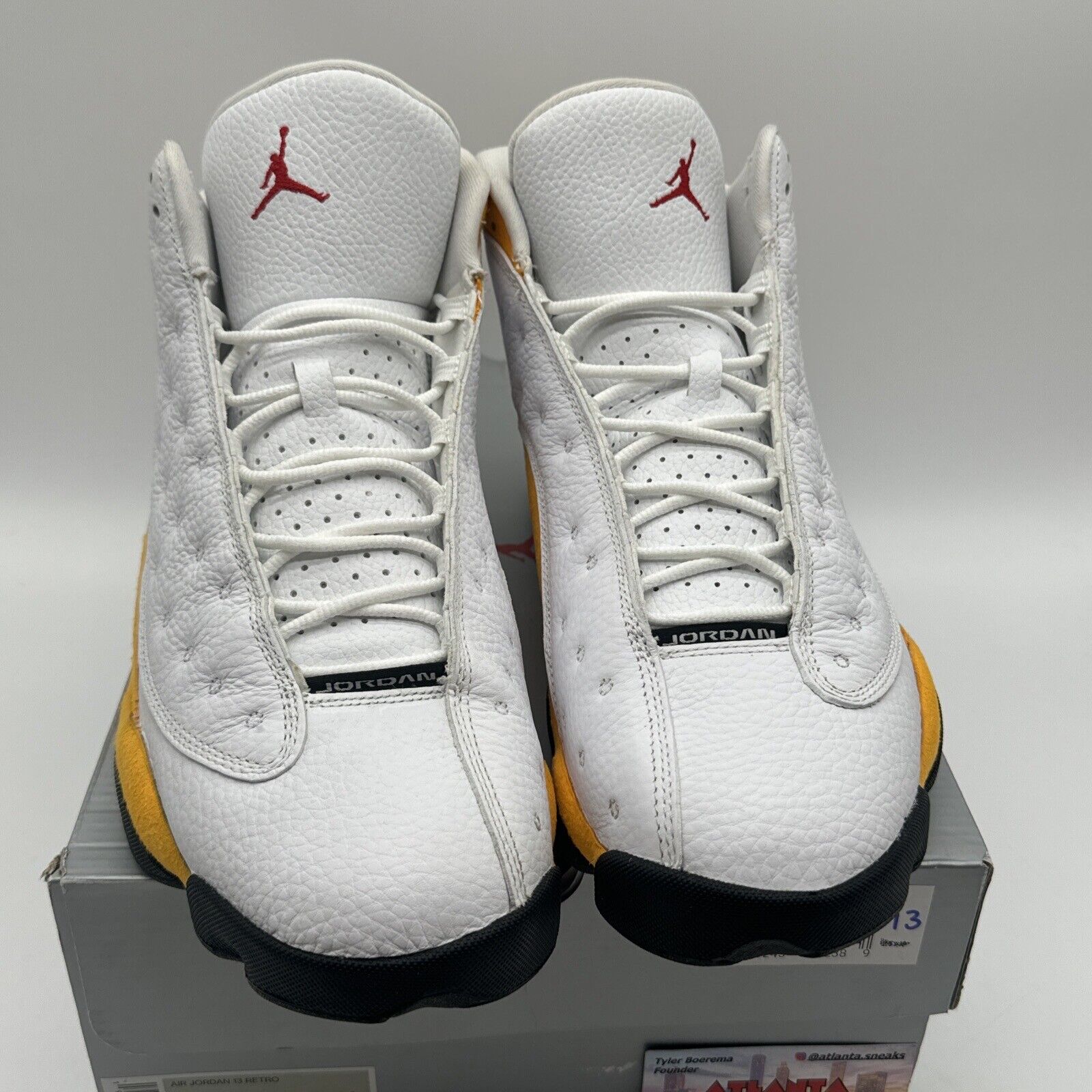 Size 13 - Jordan 13 Del Sol 2022 White Yellow Black With Box Red Logo Jumpman