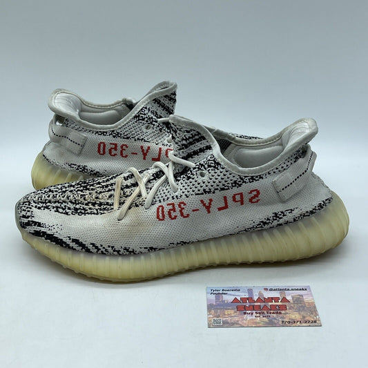 Size 11 - adidas Yeezy Boost 350 V2 Low Zebra White Black Red Suede (CP9654)