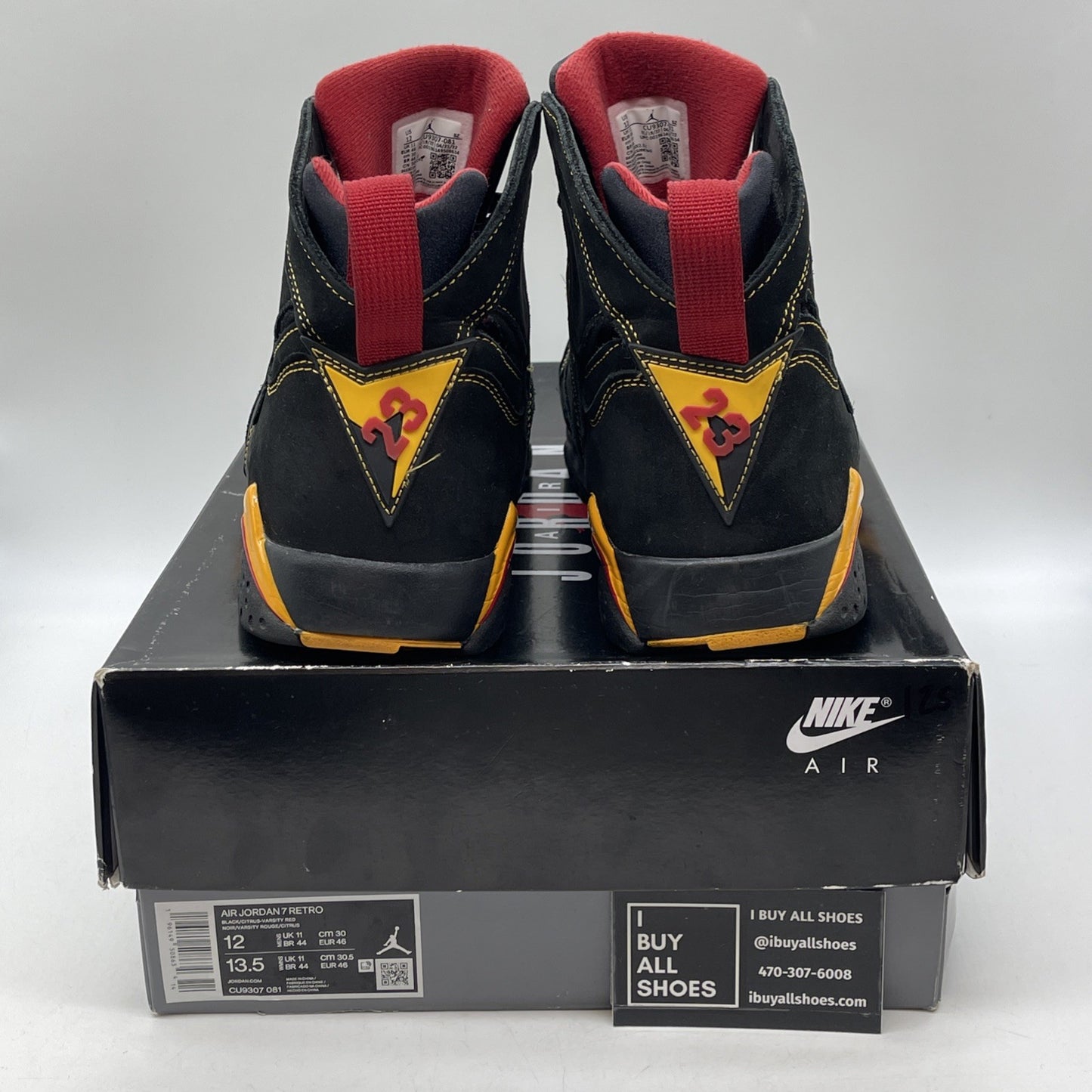 Size 12 - Jordan 7 Retro Citrus Black Orange Red Suede (CU9307-081)