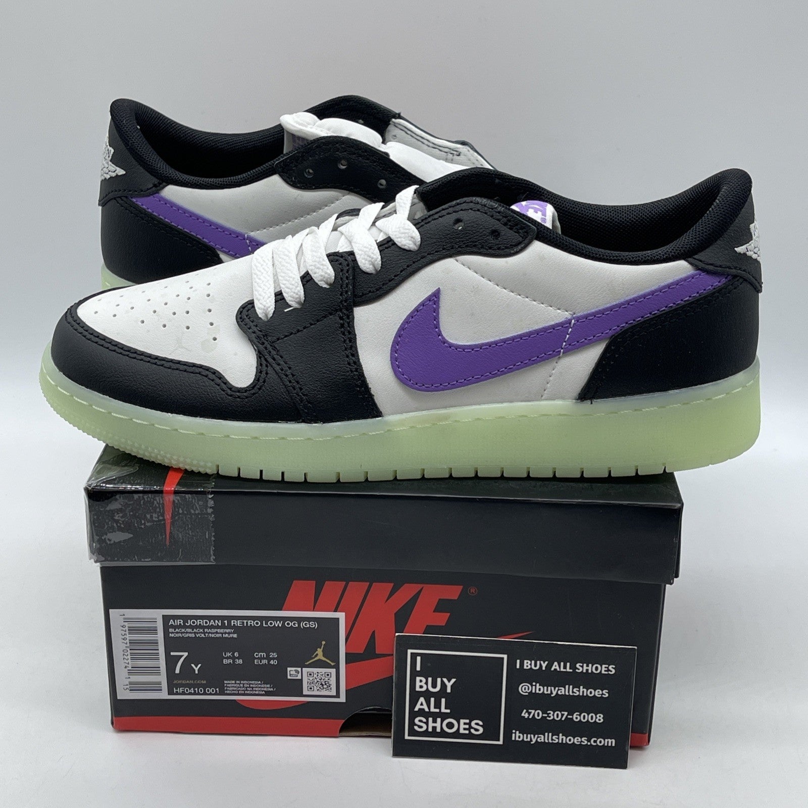 Size 7Y - Nike Air Jordan 1 Retro Low Black Raspberry Leather (HF0410-001)
