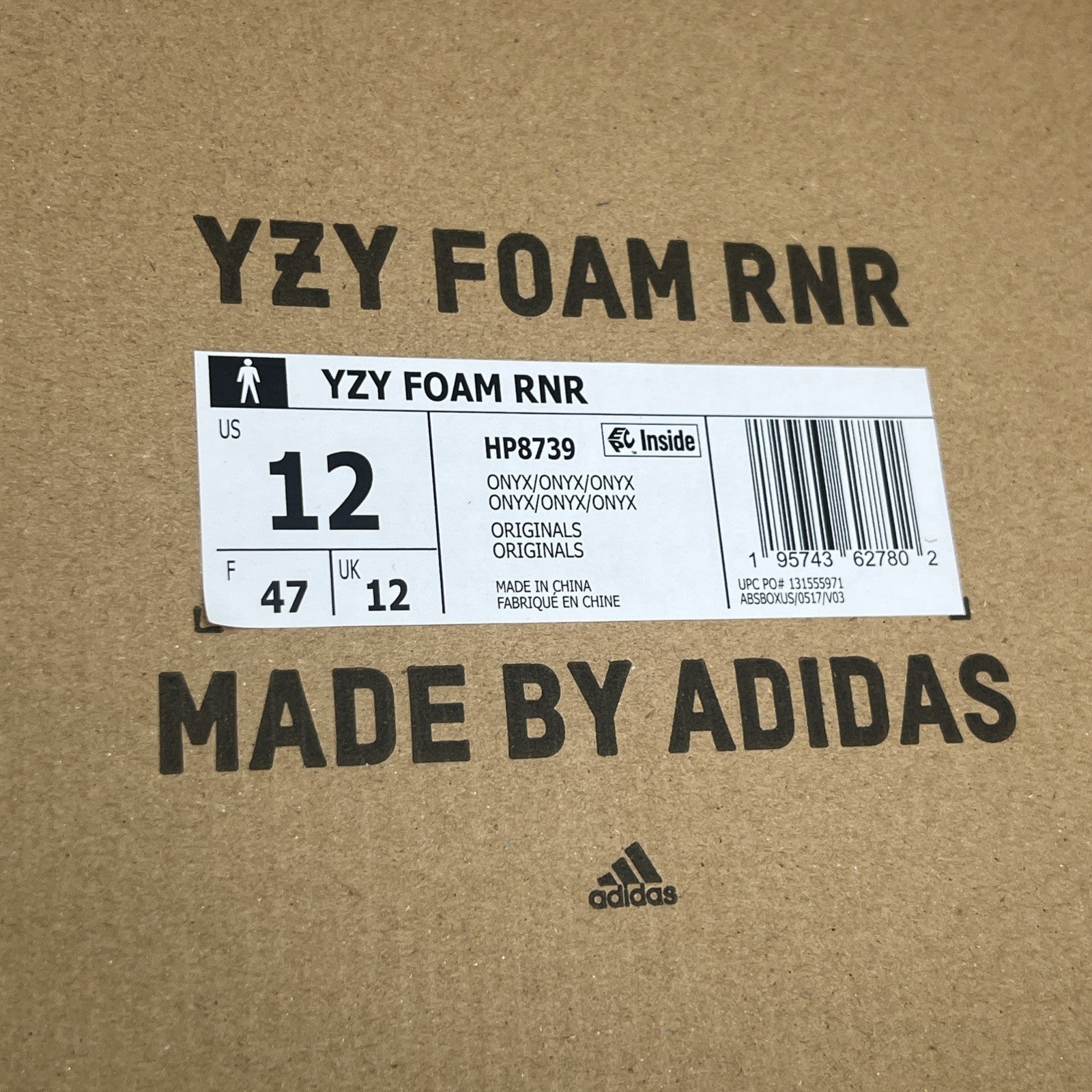 Size 12 - Adidas Yeezy Foam Runner - Onyx (HP8739)