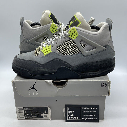 Size 8 - Jordan 4 Retro SE Mid Neon 95 Grey Black Suede (CT5342-007)
