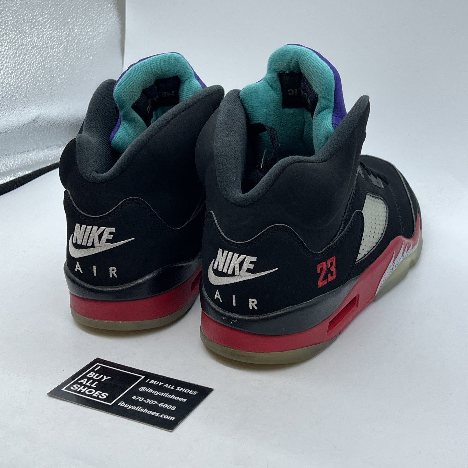 Size 11.5 - Jordan 5 Retro Top 3 Black 2020 Red White Suede (CZ1786-001)