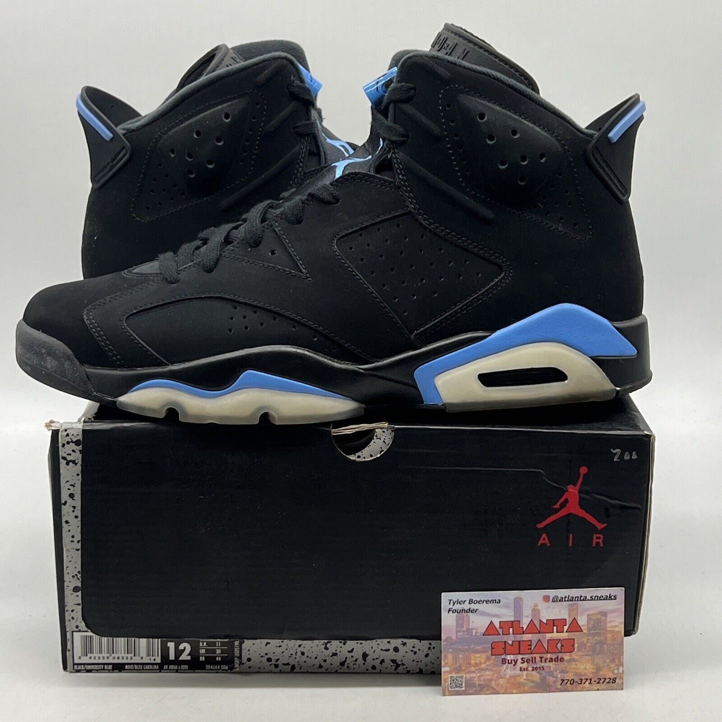 Size 12 - Air Jordan 6 Retro UNC Black (384664-006)