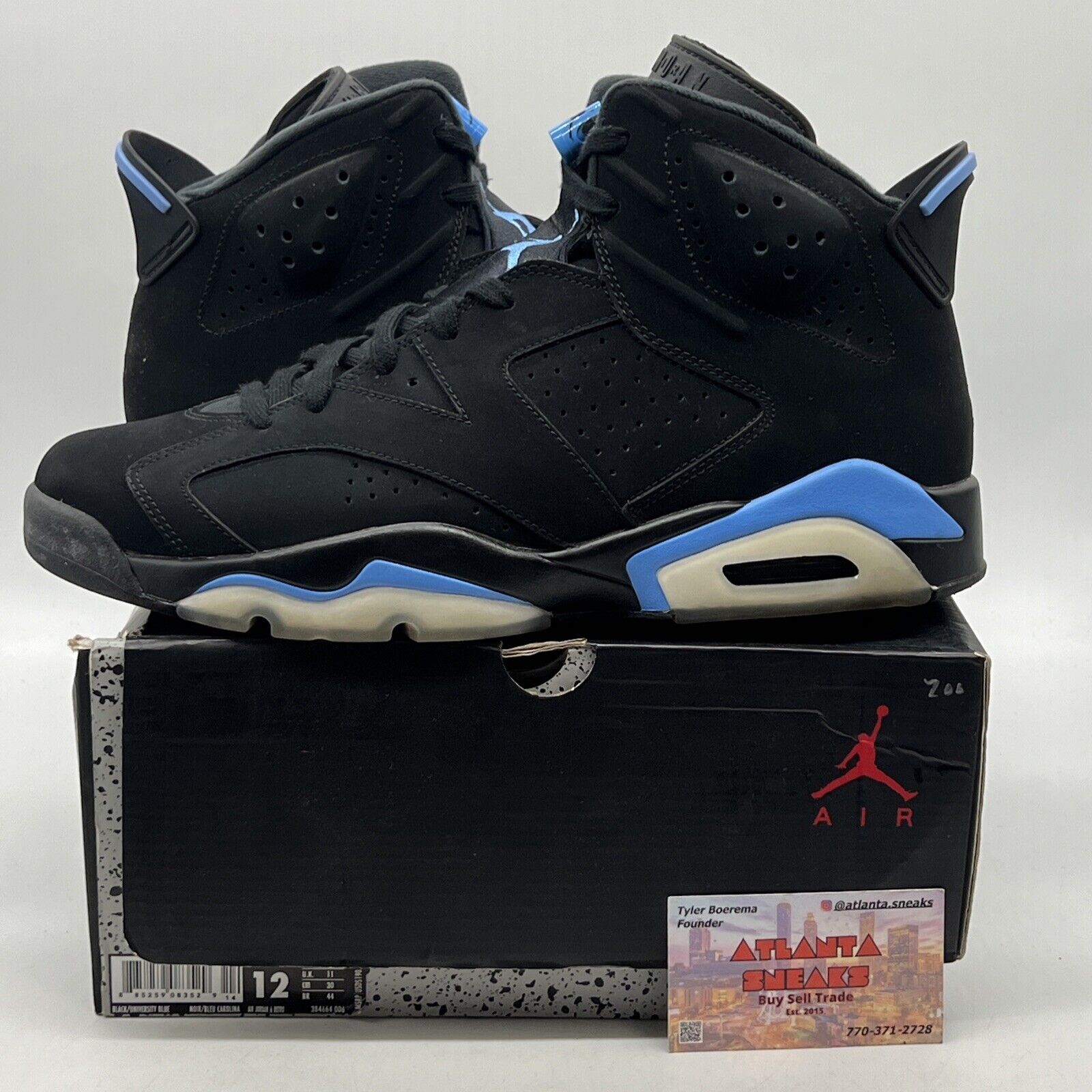 Size 12 - Air Jordan 6 Retro UNC Black (384664-006)