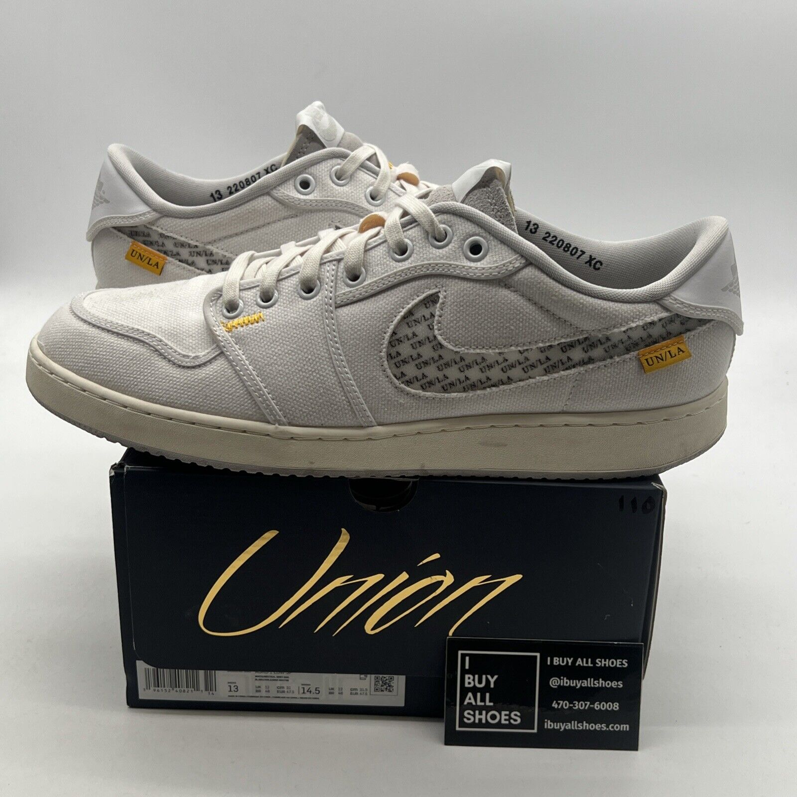 Size 13 - Jordan 1 KO x Union LA Low White Neutral Grey (DO8912-101)