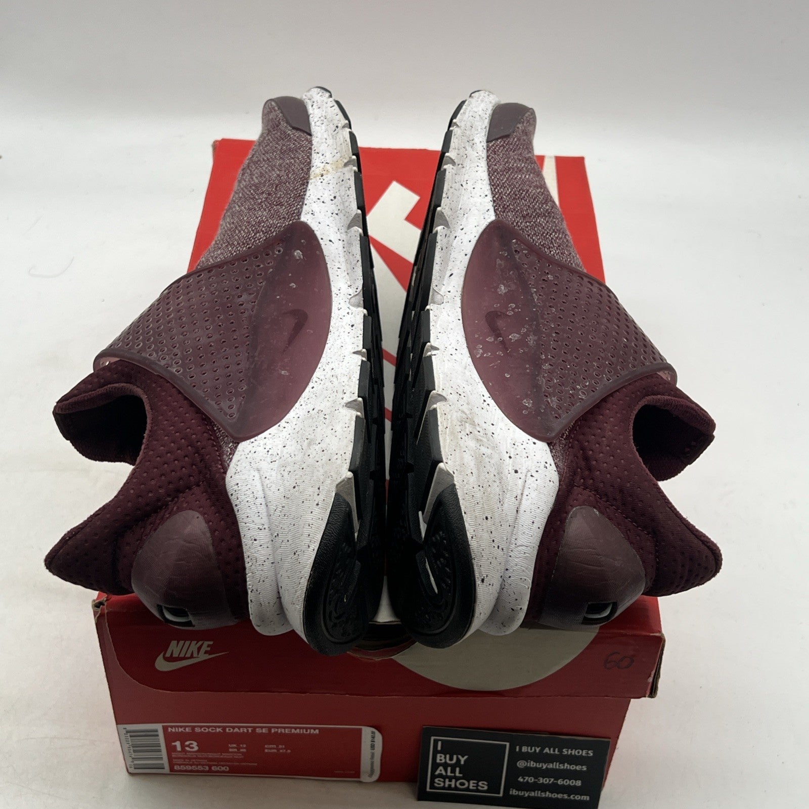 Size 13 - Nike Sock Dart SE Premium Night Maroon (859553-600)