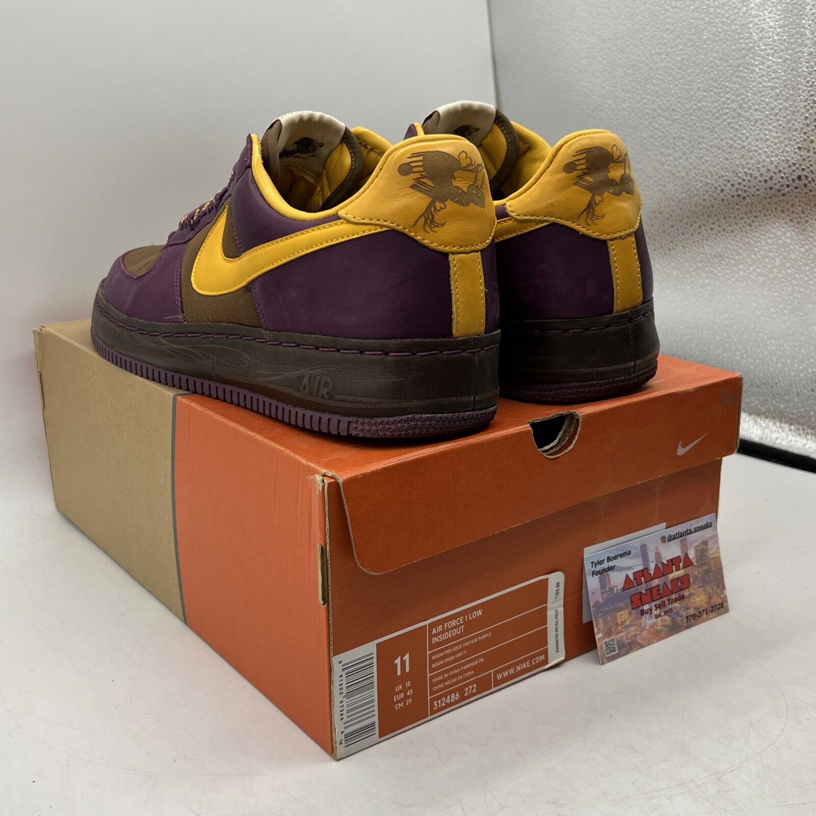 Size 11 - Nike Air Force 1 Insideout Low Purple Yellow Leather (312486-272)