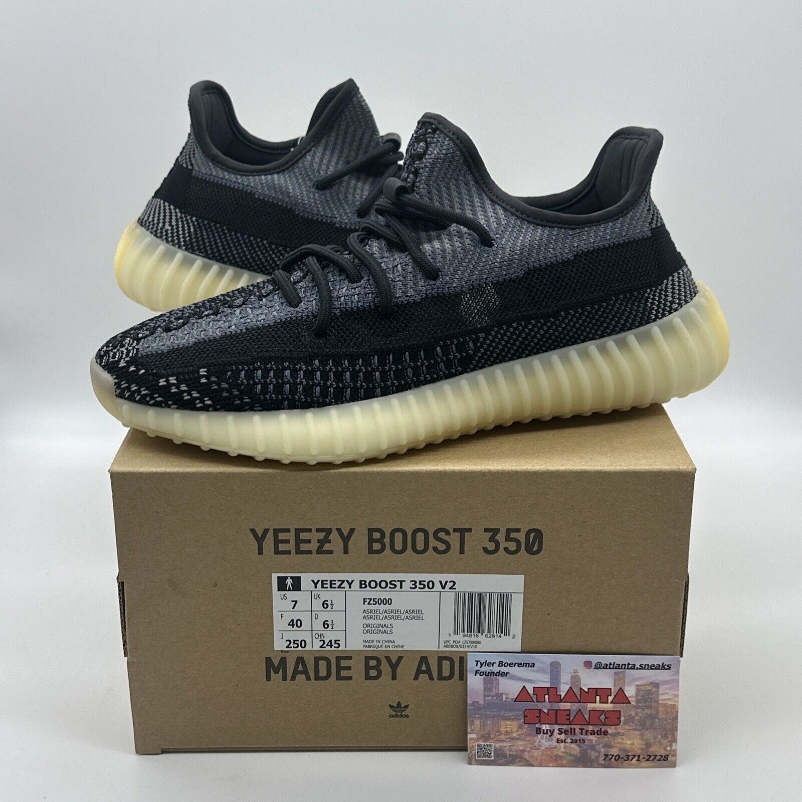 Size 7 - adidas Yeezy Boost 350 V2 Low Carbon Black Yellow Gold Comfy Kanye Shoe