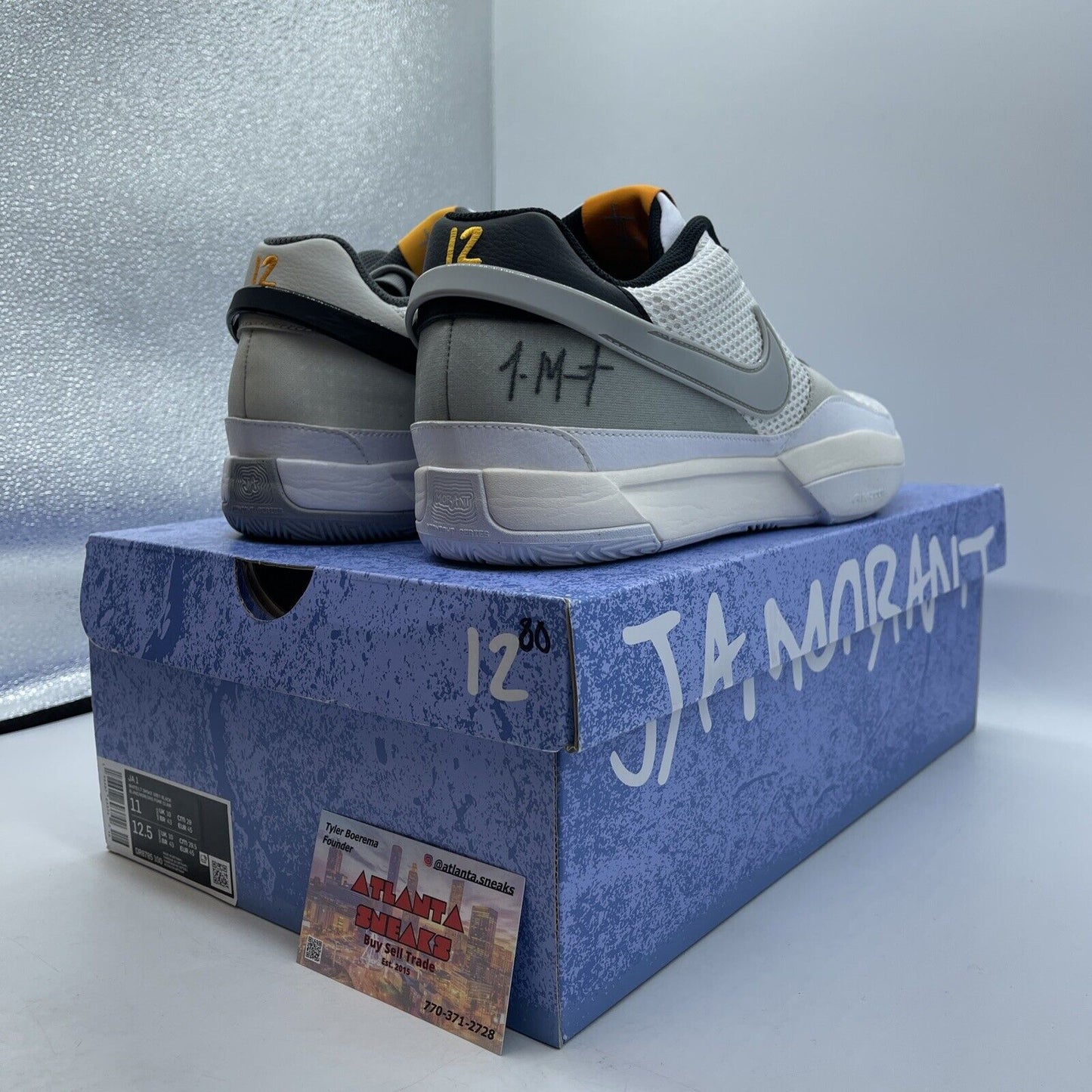 Size 11 - Nike Ja 1 Light Smoke Grey White Orange Black Leather (DR8785-100)