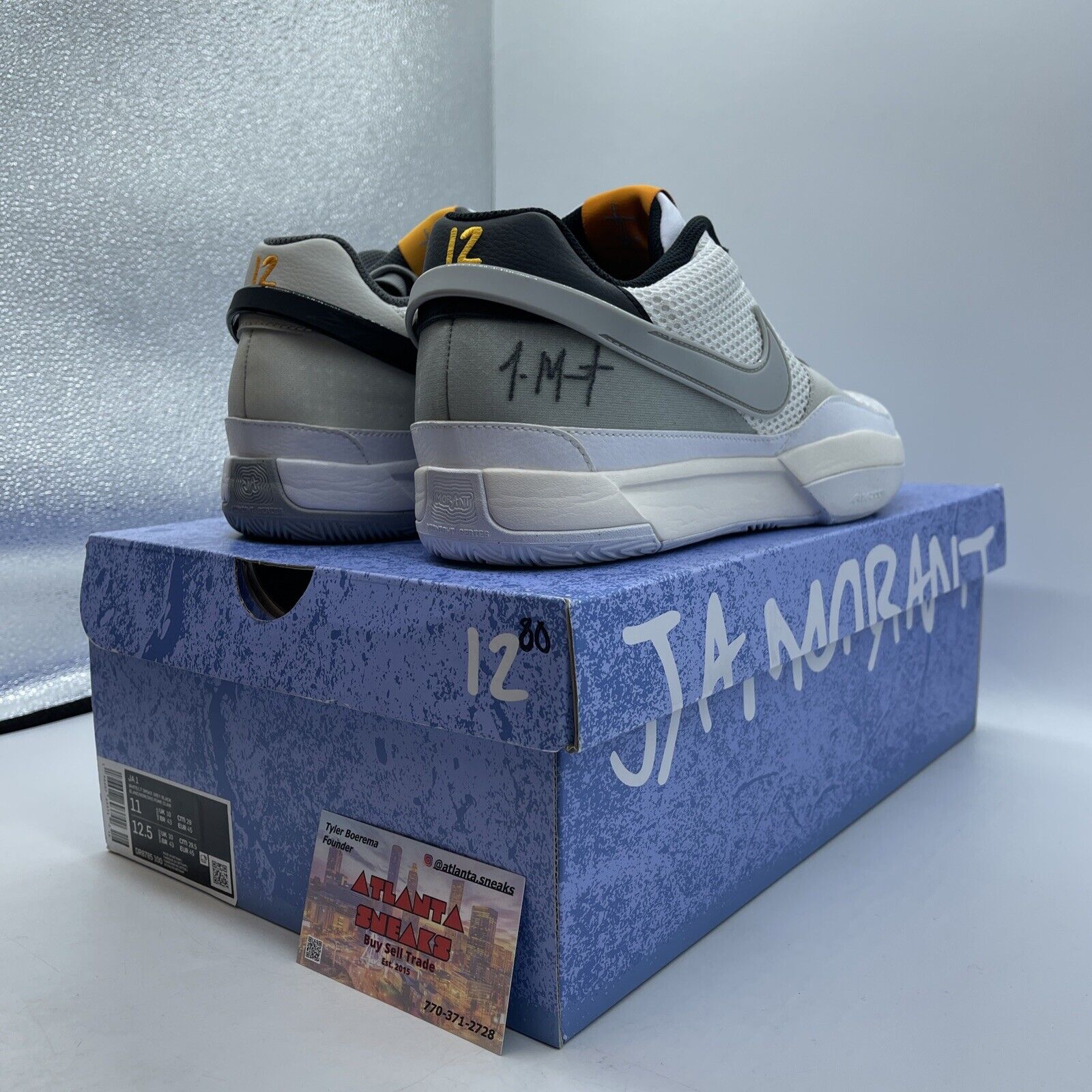 Size 11 - Nike Ja 1 Light Smoke Grey White Orange Black Leather (DR8785-100)