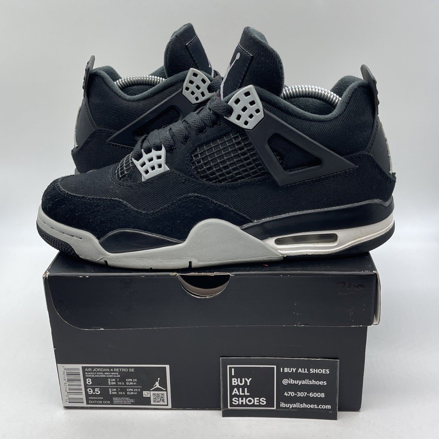Size 8 - Jordan 4 Retro SE Mid Black Canvas Grey Suede (DH7138-006)