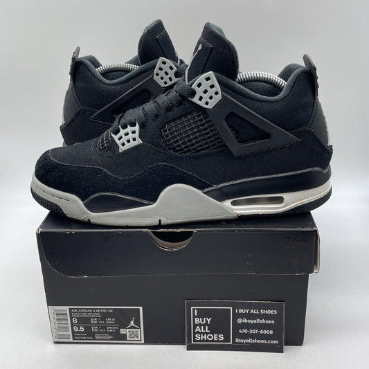 Size 8 - Jordan 4 Retro SE Mid Black Canvas Grey Suede (DH7138-006)