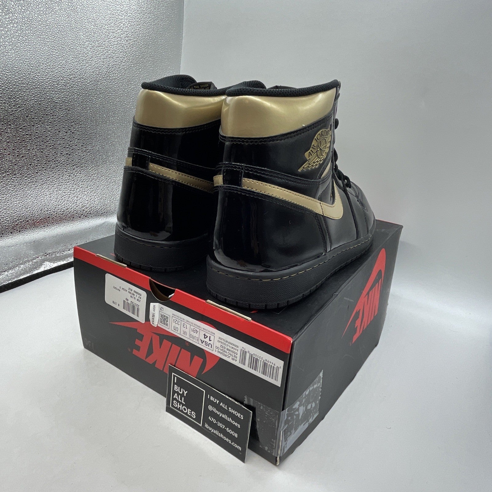 Size 14 - Air Jordan 1 Black Metallic Gold 2020 (555088-032)