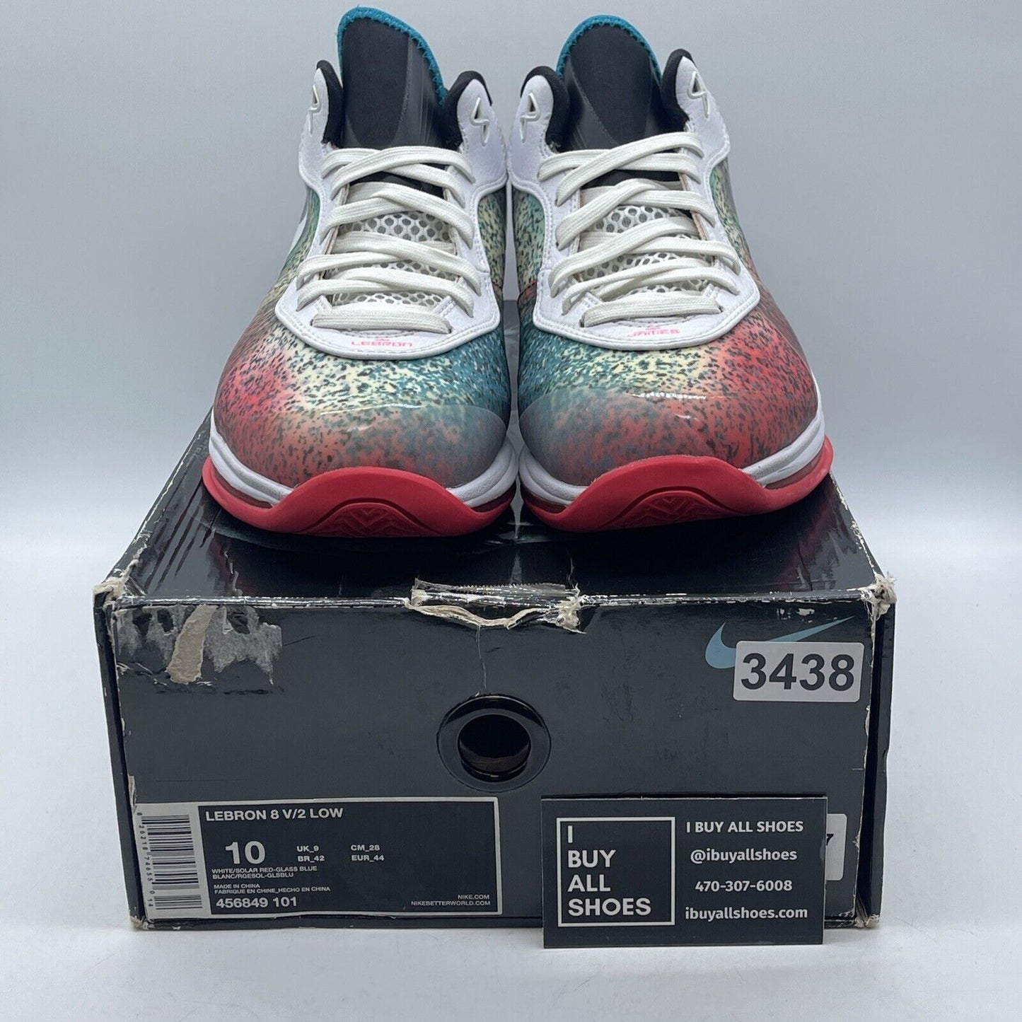 Size 10 - Nike Lebron 8 V/2 2011 Low Miami Night Black White Leather -456849-101