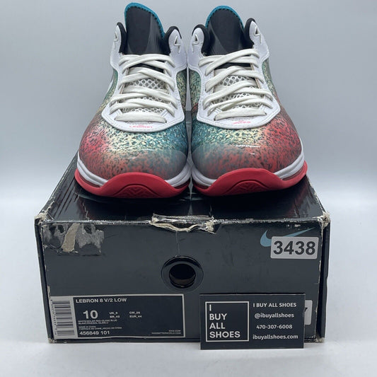 Size 10 - Nike Lebron 8 V/2 2011 Low Miami Night Black White Leather -456849-101