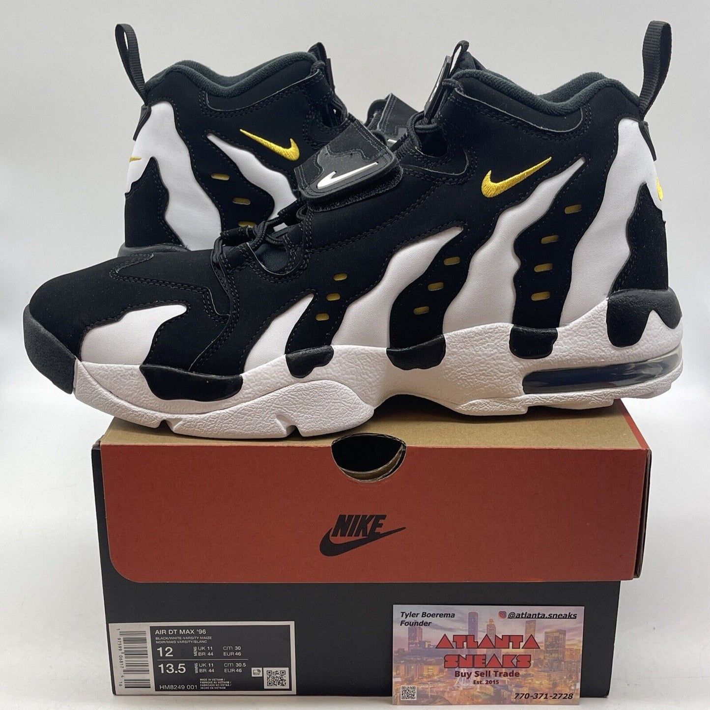 Size 12 -  Air Dt Max ‘96 Black White 2024 Yellow Suede Leather  (HM8249-001)