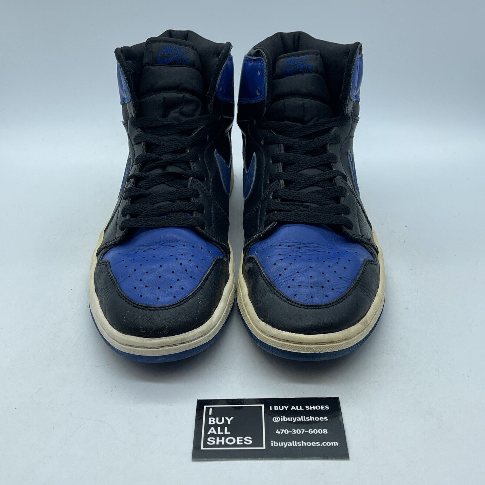 Size 12 - Air Jordan 1 Retro 2001 Royal Blue Black White Leather (136066-041)
