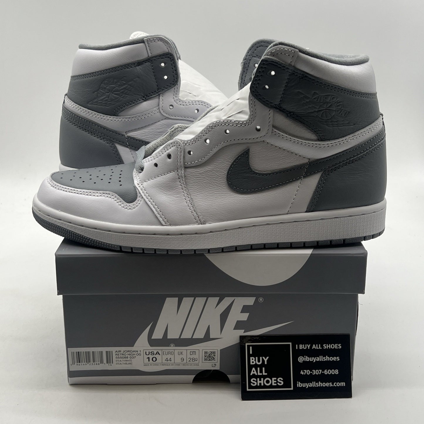 Size 10 - Air Jordan 1 Retro High OG Stealth (555088-037)