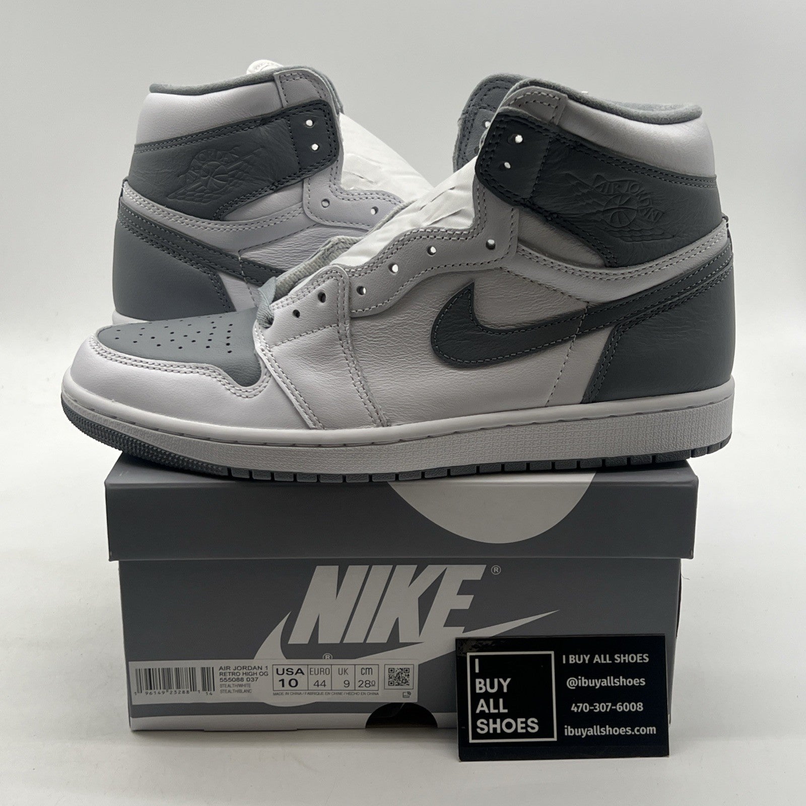 Size 10 - Air Jordan 1 Retro High OG Stealth (555088-037)