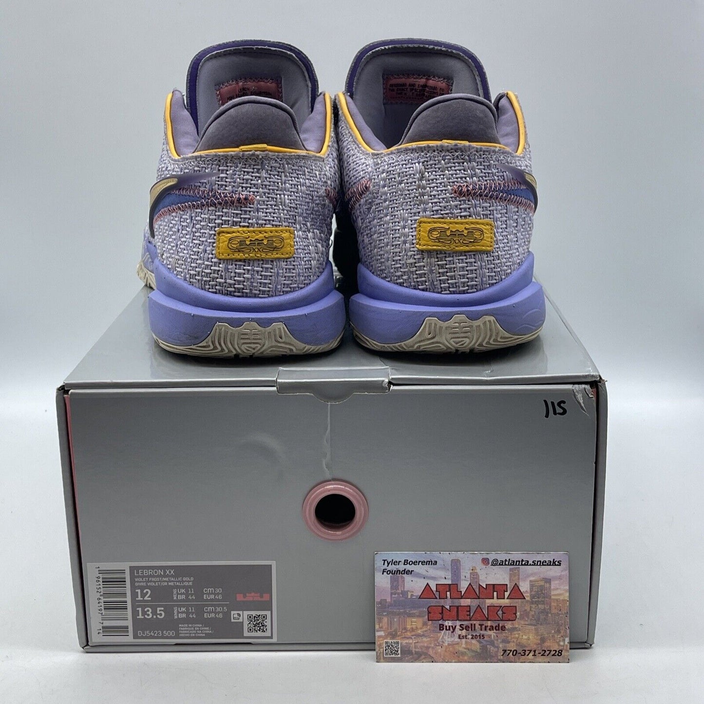 Size 12 - Nike LeBron 20 Low Purple And Gold Blue Yellow Suede (DJ5423-500)