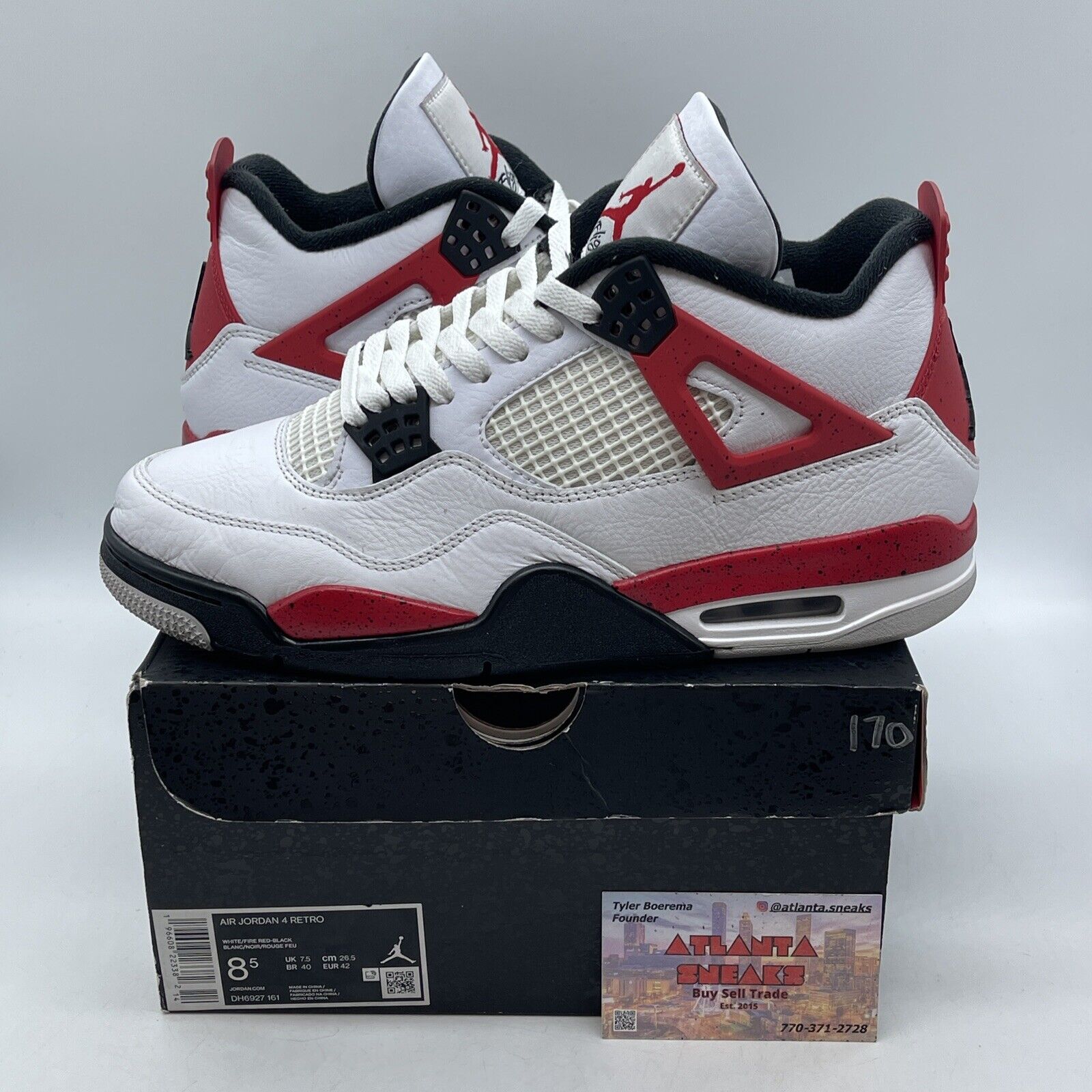 Size 8.5 - Jordan 4 Retro Mid Red Cement Red Black White Leather (DH6927-161)