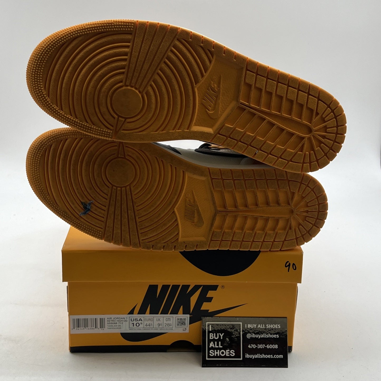 Size 10.5 - Air Jordan 1 Retro OG High Yellow Toe (555088-711)