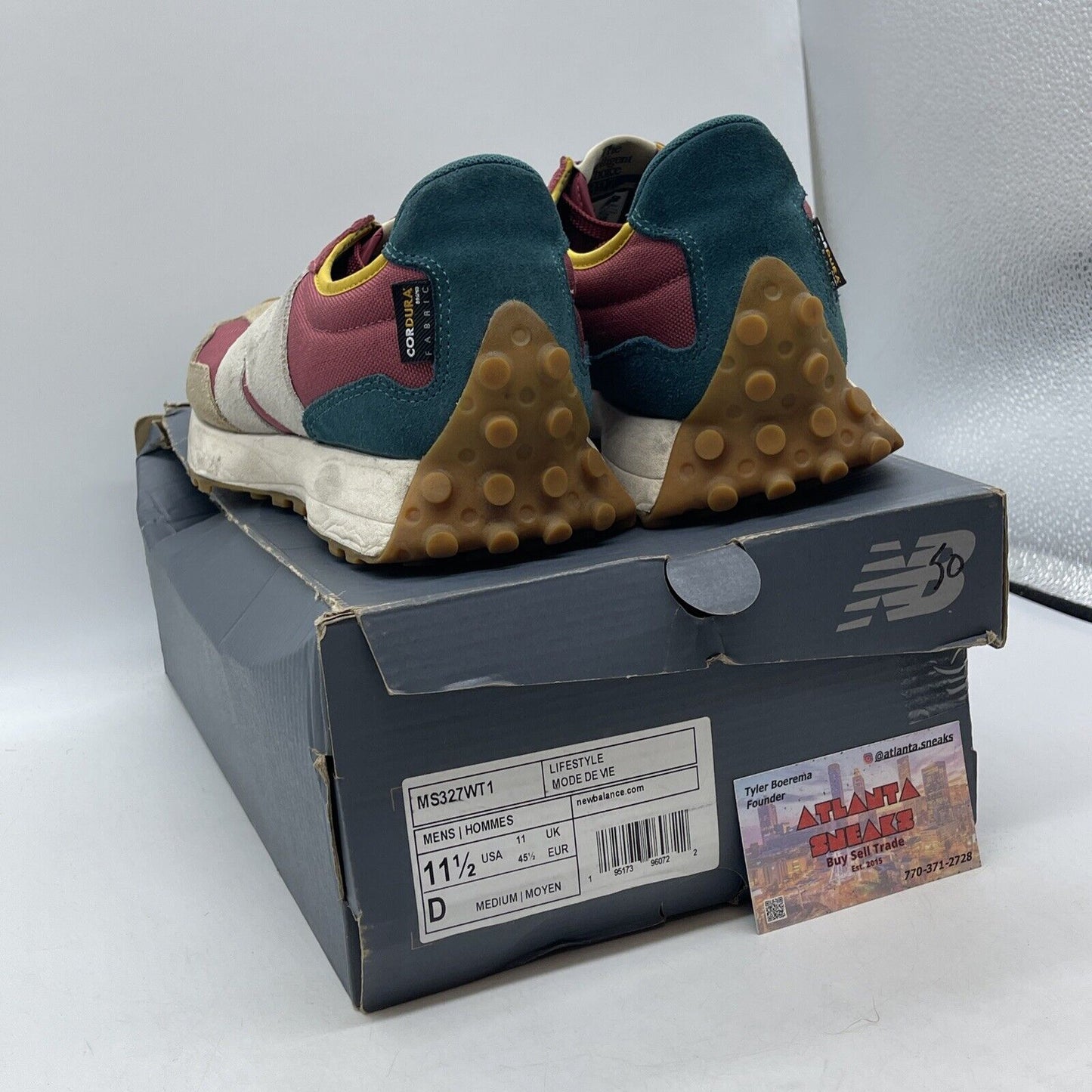 Size 11.5 - New Balance 327 Bordeaux Teal Brown Blue White Suede (MS327WT1)