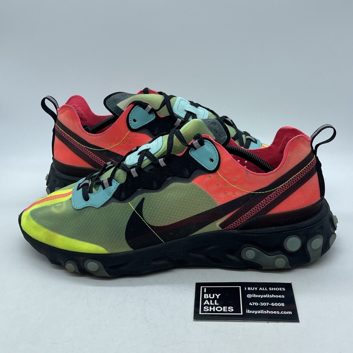 Size 13 - Nike React Element 87 Hyper Fusion Pink Blue Black Suede (AQ1090-700)