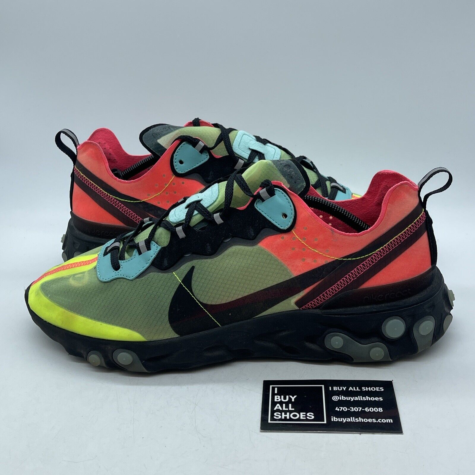 Size 13 - Nike React Element 87 Hyper Fusion Pink Blue Black Suede (AQ1090-700)