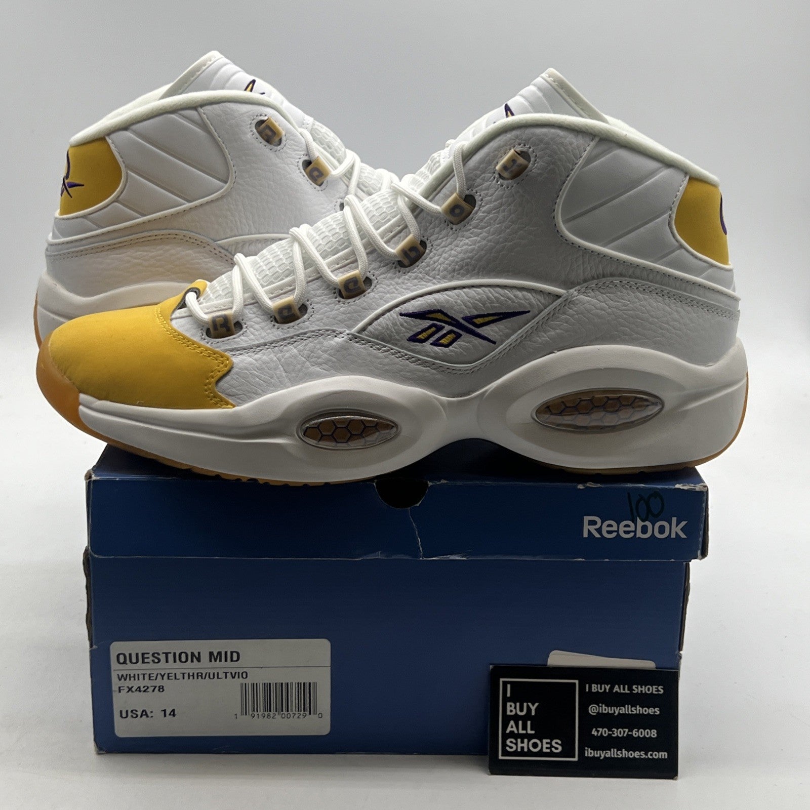 Size 14 - Reebok Question Mid Yellow Toe (FX4278)