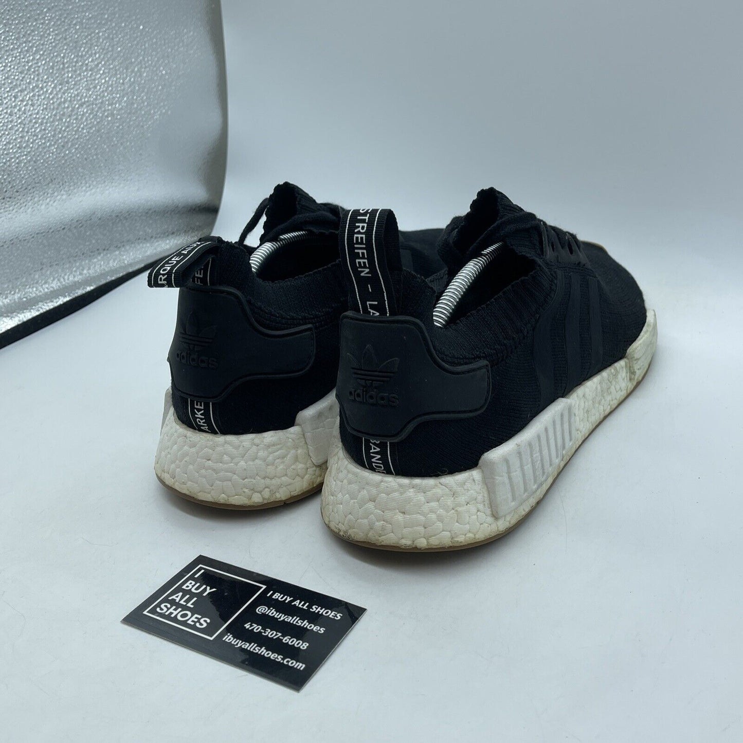 Size 12 - adidas NMD_R1 PK Black Gum White Suede Leather (BY1887)