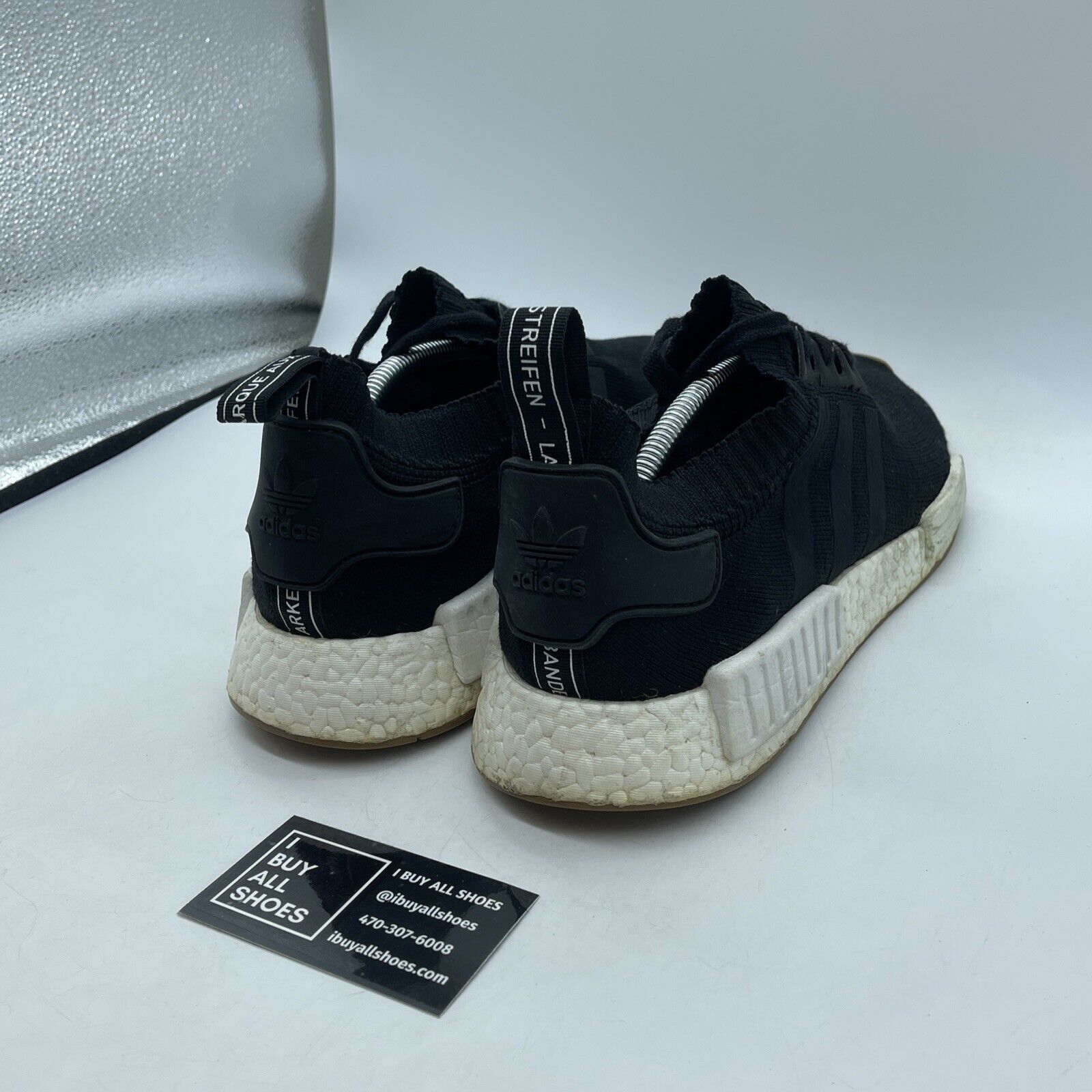 Size 12 - adidas NMD_R1 PK Black Gum White Suede Leather (BY1887)