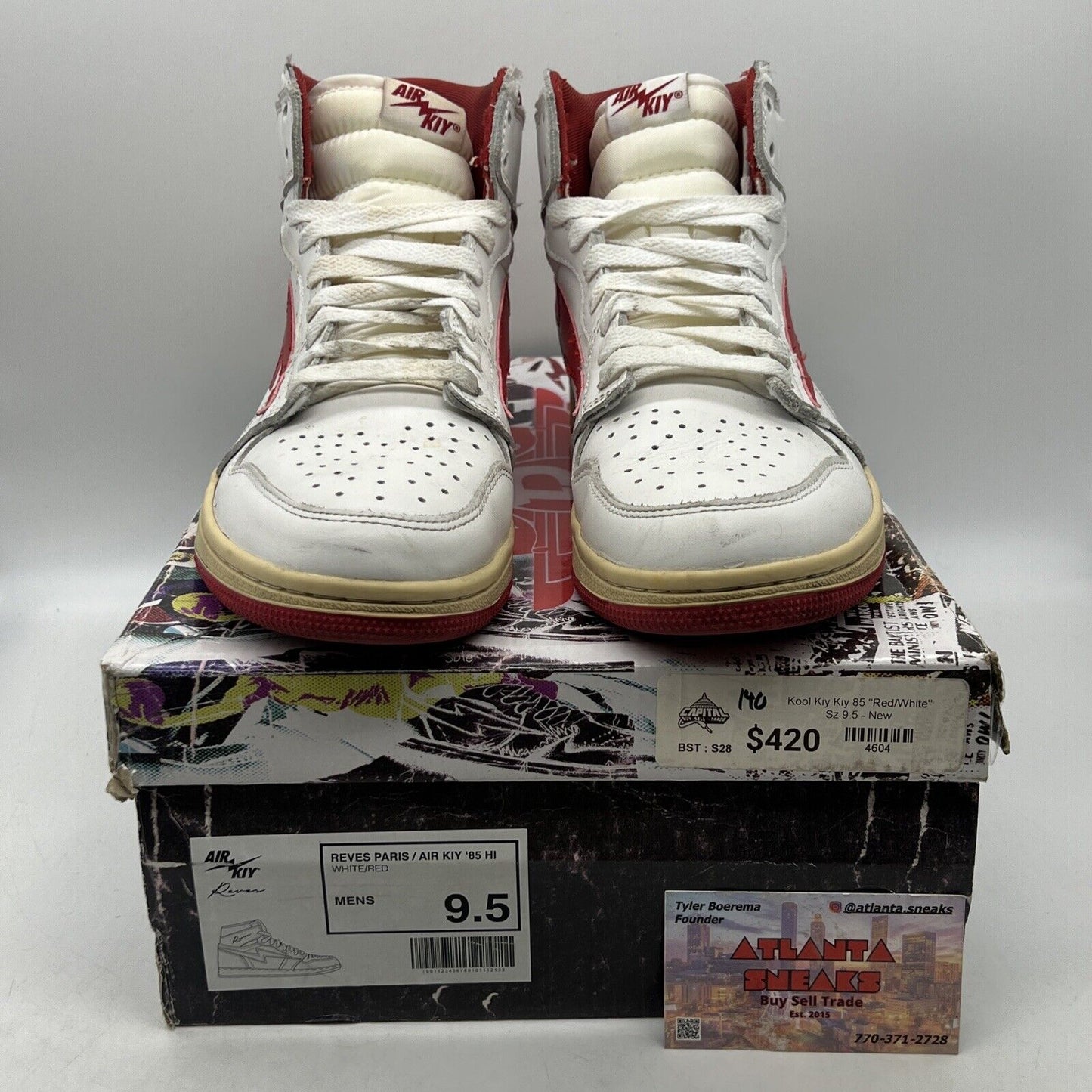 Air Kiy and Reves Paris Size 9.5 White and Red Leather