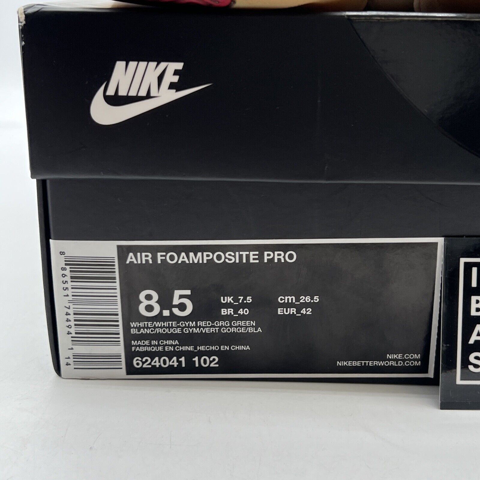 Size 8.5 - Nike Foamposite Pro Gucci - White (624041-102)