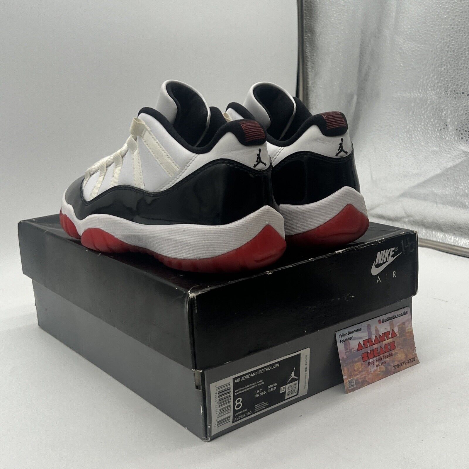 Size 8 - Jordan 11 Retro Low Concord-Bred White Black Red Leather (AV2187-160)