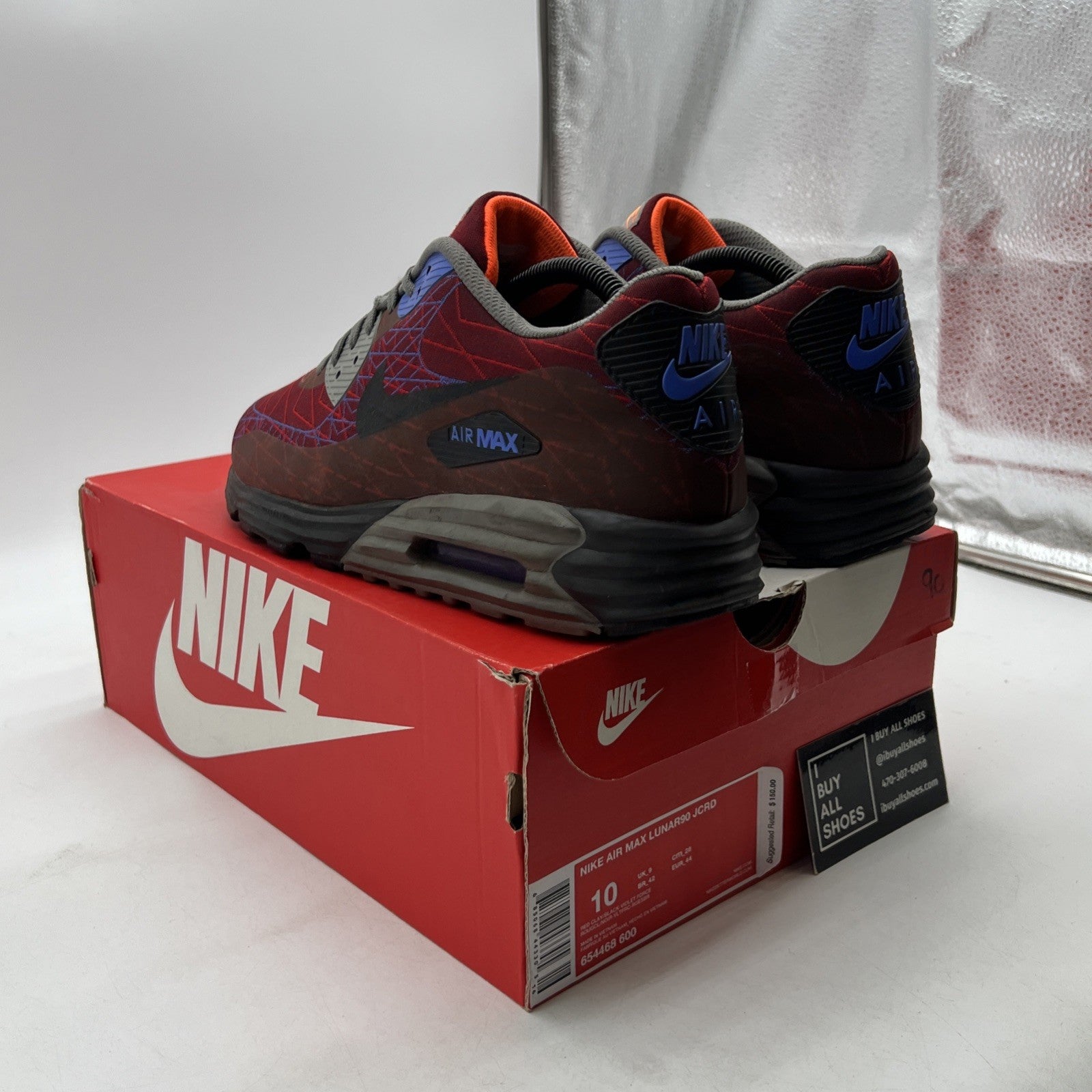 Size 10 - Nike Air Max Lunar 90 Jacquard Red Clay (654468-600)