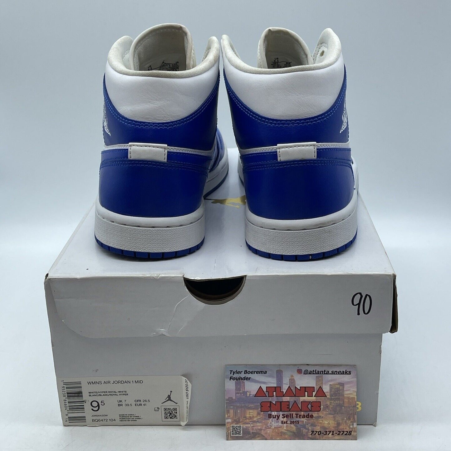 Size 9.5W - Air Jordan 1 Mid Kentucky Blue White Leather (BQ6472-104)