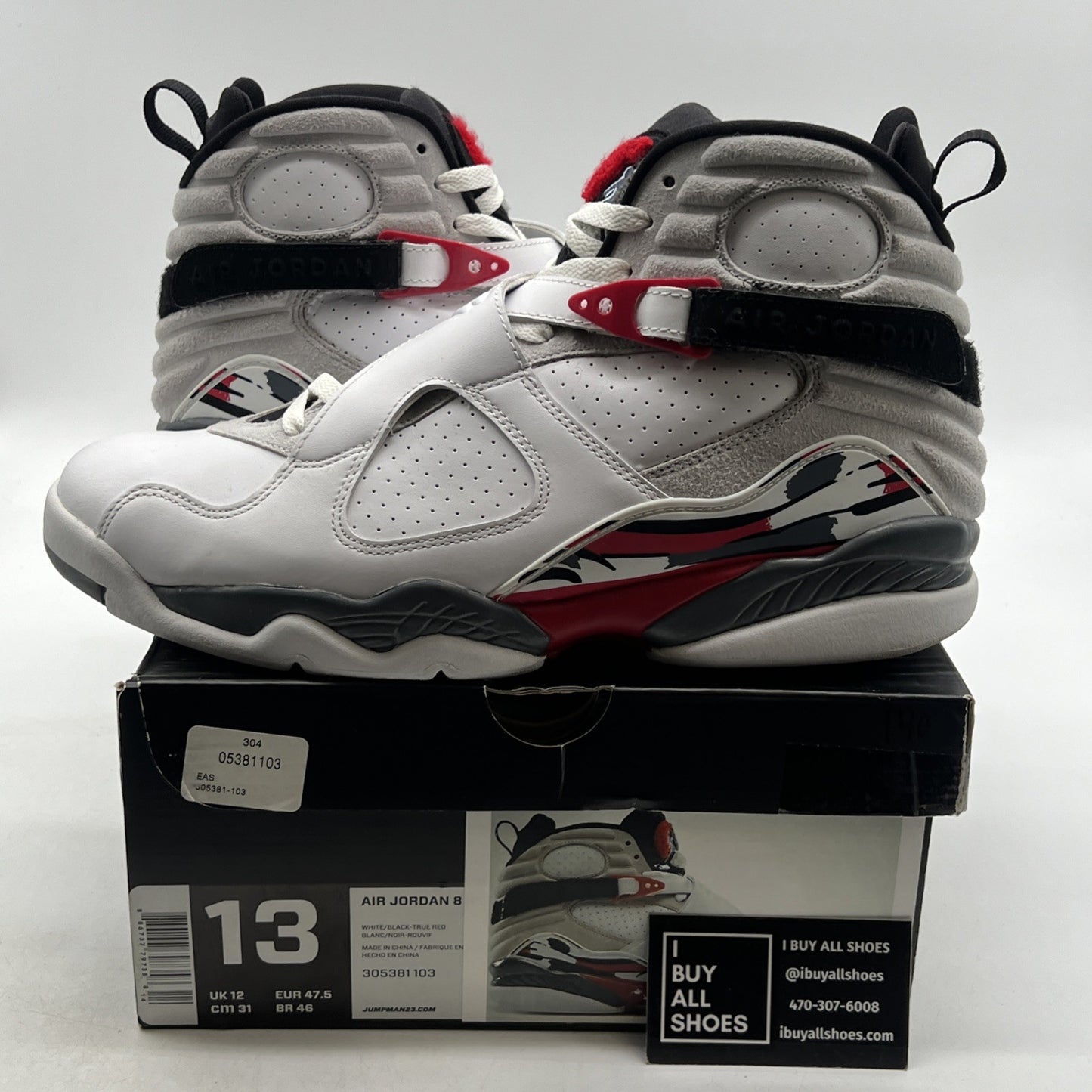 Size 13 - Air Jordan 8 Retro White 2013 (305381-103)