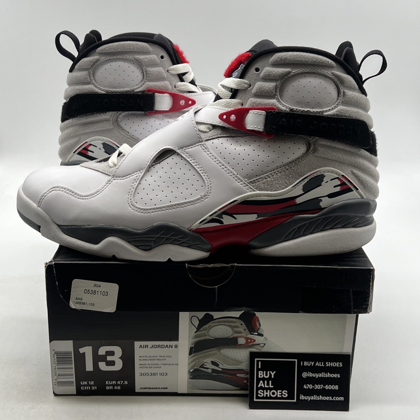 Size 13 - Air Jordan 8 Retro White 2013 (305381-103)