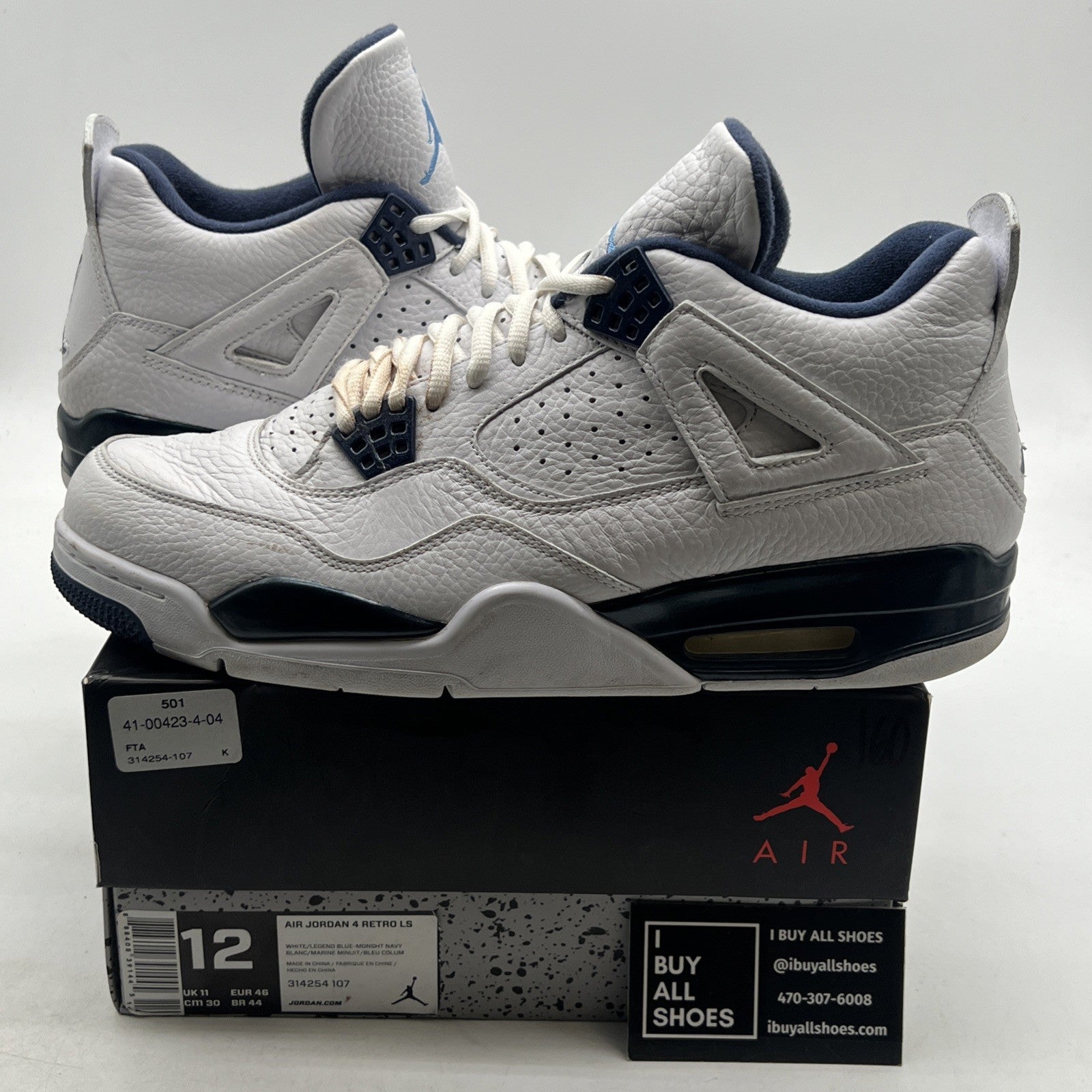 Size 12 - Air Jordan 4 Retro LS Columbia (314254-107)