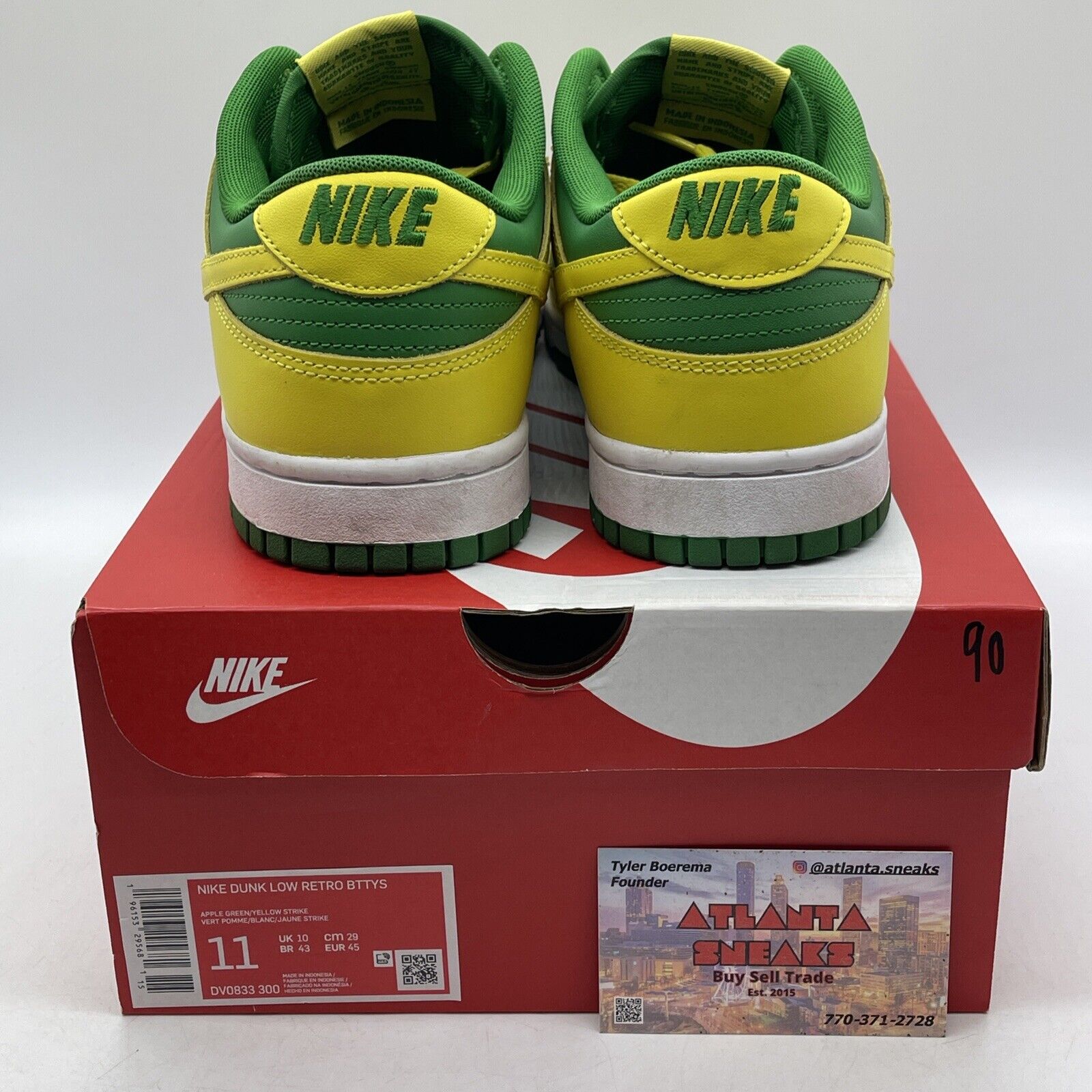 Size 11 - Nike Dunk Low Reverse Brazil White Yellow Green Leather (DV0833-300)
