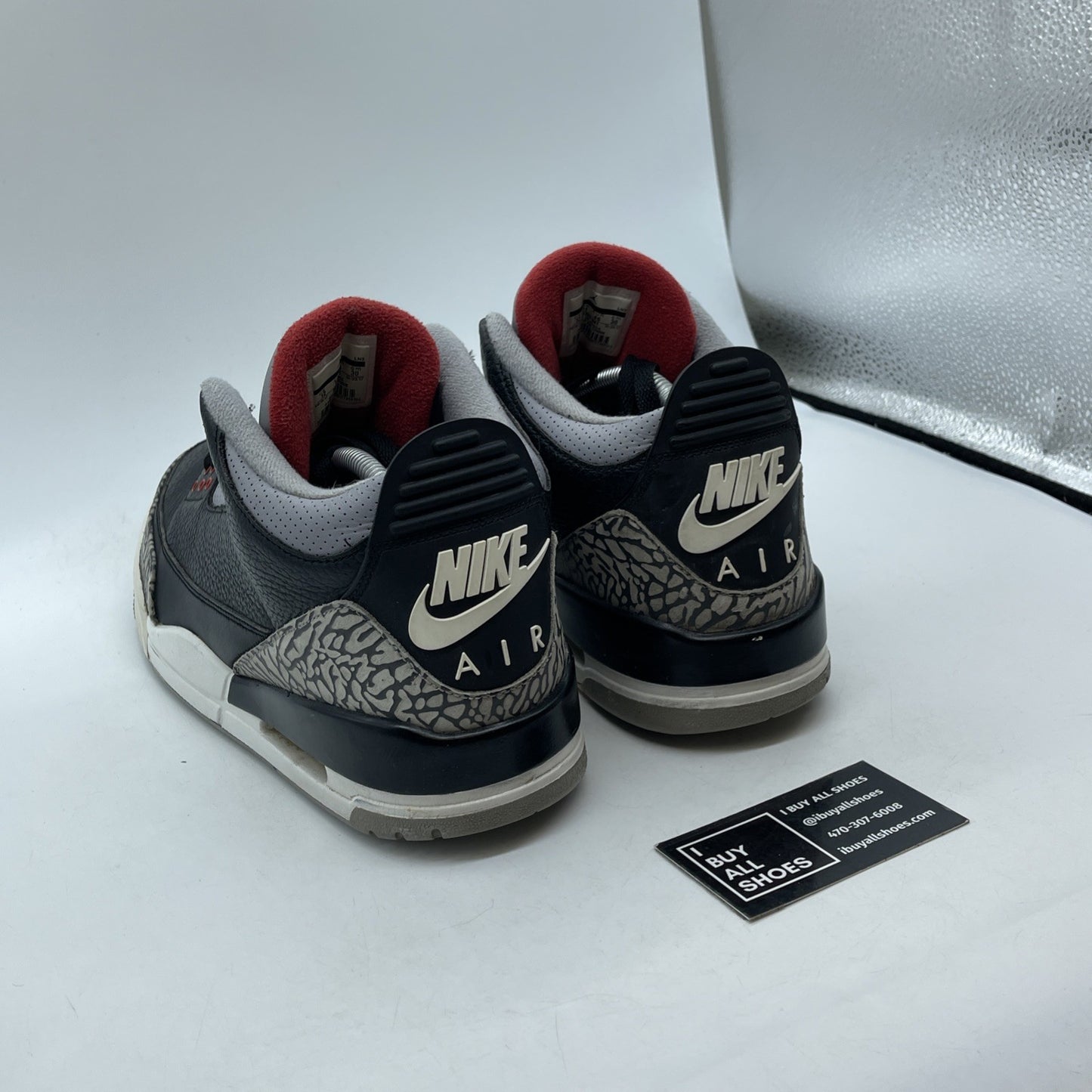 Size 12 - Jordan 3 Retro OG Mid Black Cement Grey Leather Suede (854262-001)
